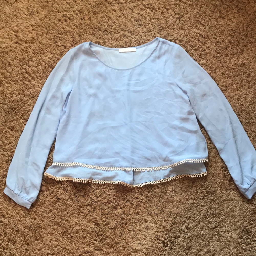 LUSH baby blue long sleeve blouse